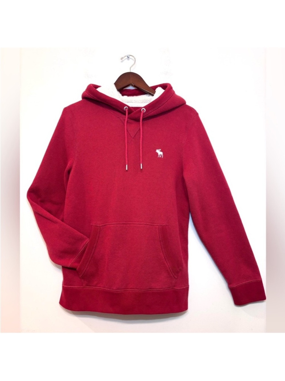 Abercrombie Fitch Soft Fleece Hoodie Sherpa Lined Hood Logo‎ Pocket Women’s S/M
